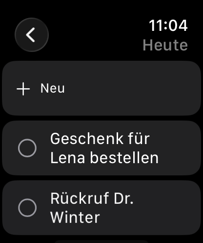 The Today list on Apple Watch